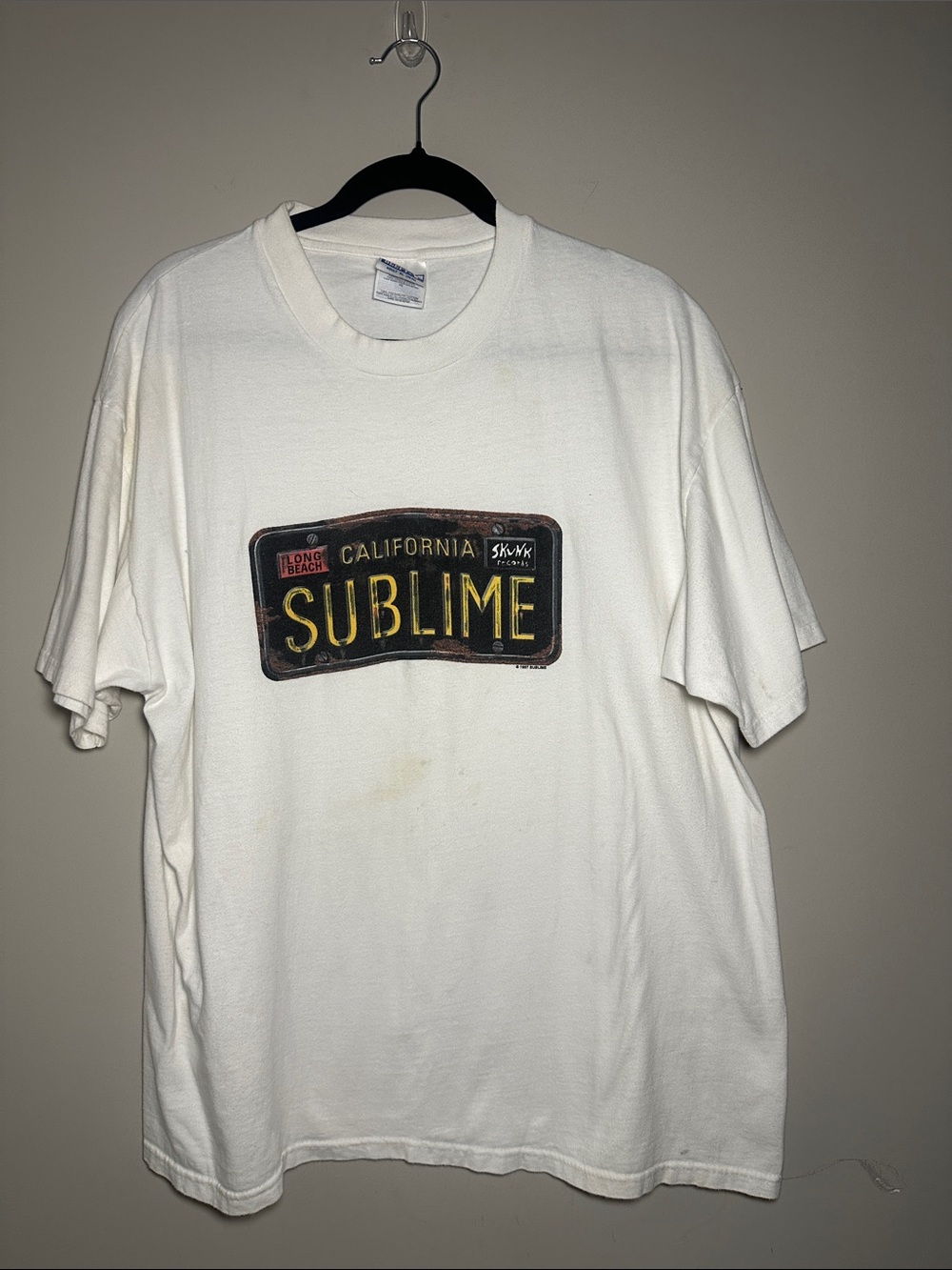Sublime vintage 1997 white license plate Hanes Beefy t-shirt